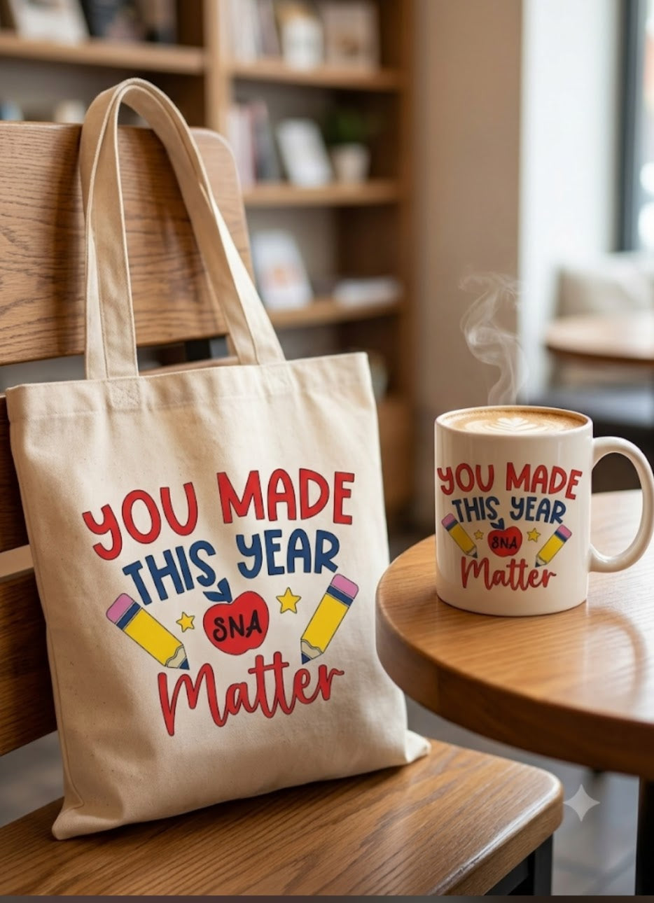 You made this year matter SNA tote bag & matching make-up bag/purse.