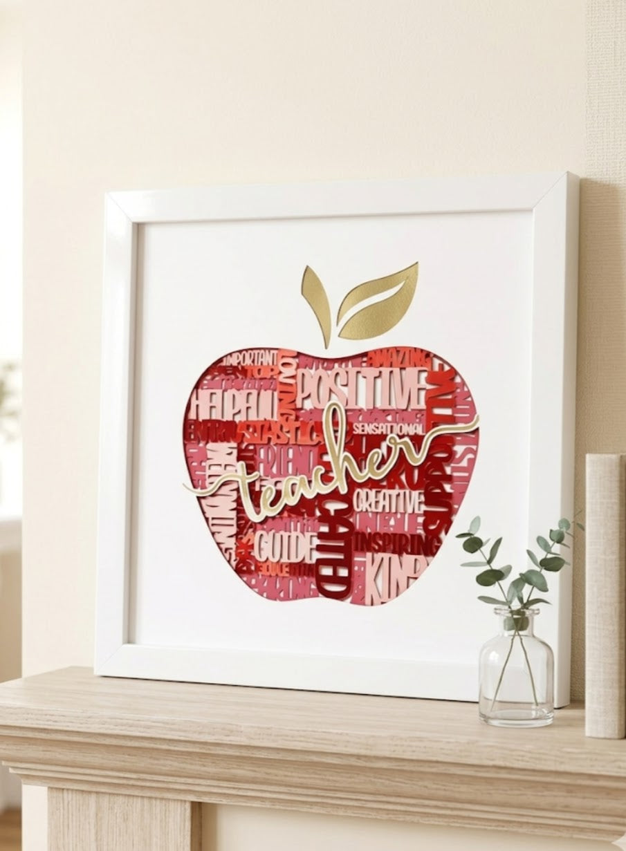 Shadow box apple design  frame for teacher.