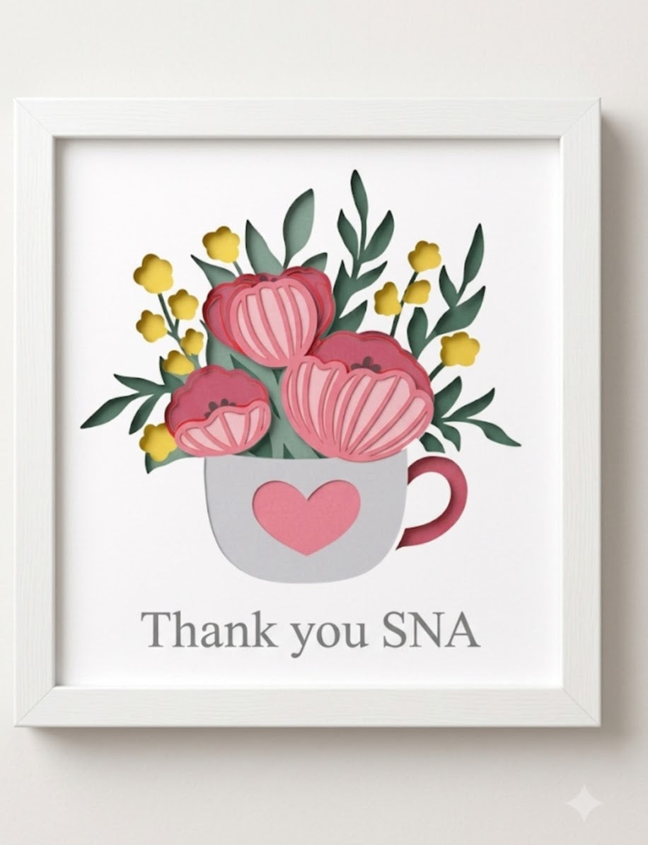 Thank you SNA flower design shadow box frame.