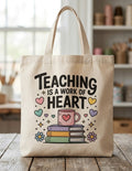 Teaching is a work of heart tote bag and make up bag  / purse.